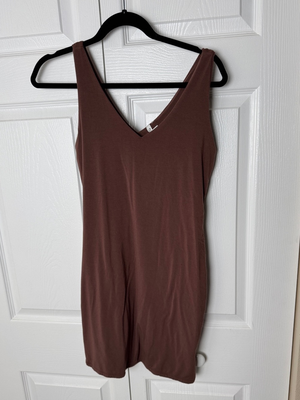 BE COOL Sleeveless V-Neck Tank Dress in Deep Brown